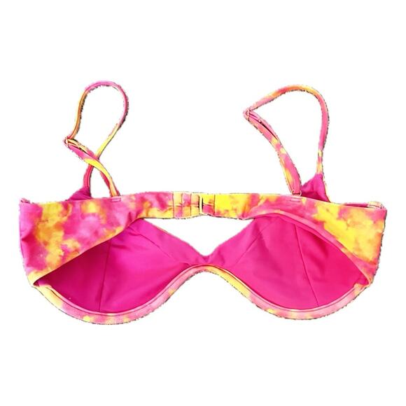 Lovers and Friends Kolbie Underwire Tie Dye Bikini Top Sunset Pink Yellow Large - Picture 3 of 6